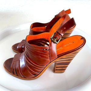 Via Spiga cognac leather strappy sandals